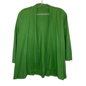 Charter Club Open Front Cardigan Green Women's Size M 3/4 sleeves cotton modal